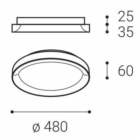 Stropní svítidlo BELLA SLIM 48 B 38W 2CCT, 3000/4000K, 480mm, IP20 5