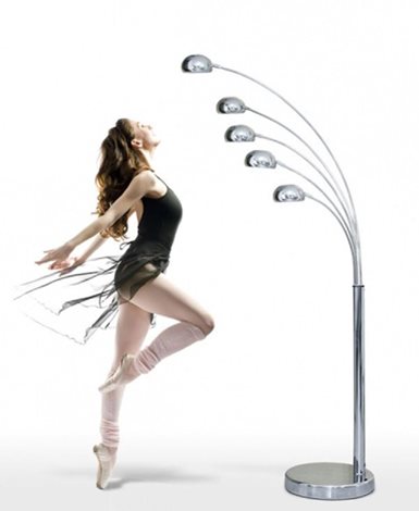 PALP stojací lampa 5x E14 40W bez zdroje 210cm IP20, chromové 7
