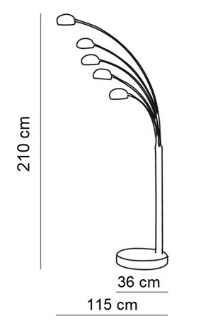 Palp stojací lampa 5x E14 40W bez zdroje 210cm IP20, bronzová patina 3