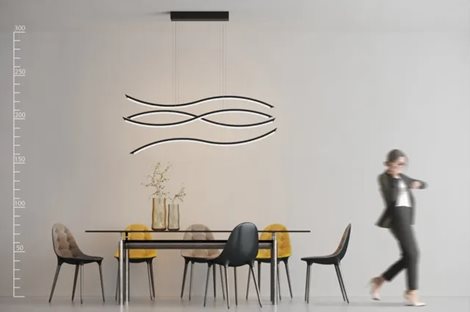Waves závěsné svítidlo LED 70W 4900lm 3000K stmívatelné 123cm IP20, černé 4