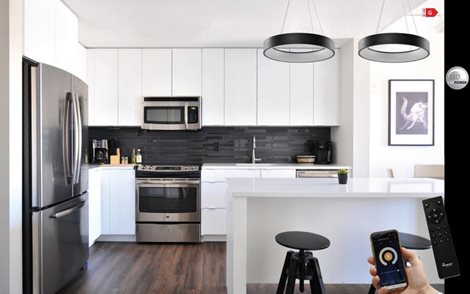 Solvent R SMART závěsné svítidlo LED 92W 4680lm 3000-6000K 80cm kulaté IP20, šedé + ovladač 5