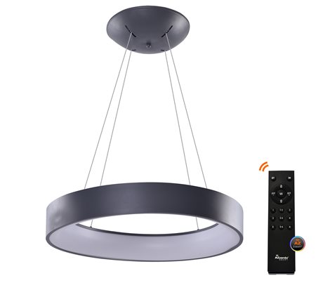 Solvent R SMART závěsné svítidlo LED 92W 4680lm 3000-6000K 80cm kulaté IP20, šedé + ovladač 1