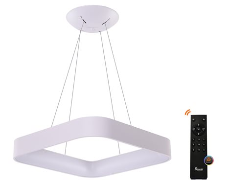 Solvent S SMART závěsné svítidlo LED 32W 2680lm 3000-6000K 45cm hranaté IP20, bílé + ovladač 1