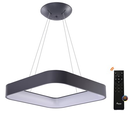 Solvent S SMART závěsné svítidlo LED 42W 3280lm 3000-6000K 60cm hranaté IP20, šedé + ovladač 1