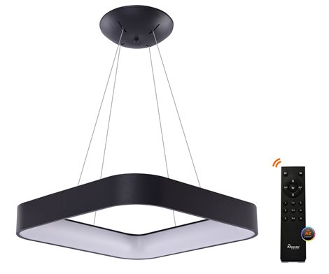 Solvent S SMART závěsné svítidlo LED 92W 4680lm 3000-6000K 80cm hranaté IP20, černé + ovladač 1