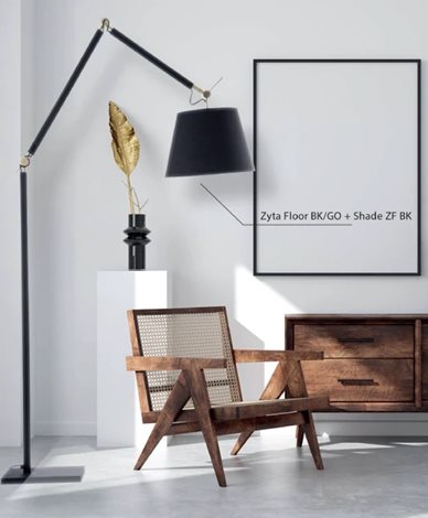 ZYTA tělo stojací lampy 1x E27 60W bez zdroje 250cm IP20, černá/zlatá 6