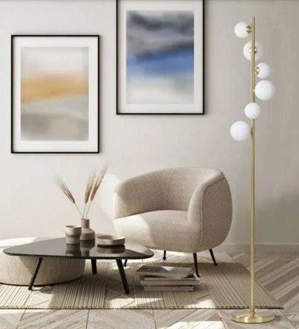 SYBILLA stojací lampa 6x G9 6W bez zdroje 152cm IP20, zlaté 4