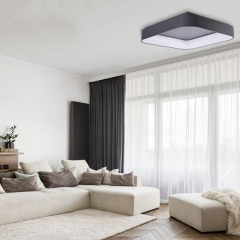 Solvent S SMART přisazené svítidlo LED 92W 4680lm 3000-6000K 80cm hranaté IP20, šedé + ovladač 5