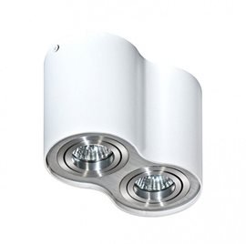 BROSS stropní bodové svítidlo 2x GU10 50W bez zdroje 18cm IP20, bílé/hliník