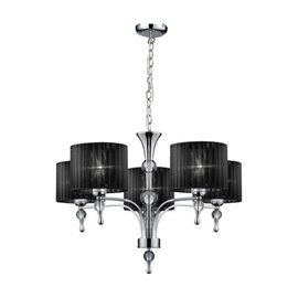 IMPRESS závěsné svítidlo 5x E27 50W bez zdroje 70cm IP20, černá/chrom