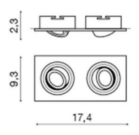 Caro 2 Square podhledové svítidlo 2x GU10 50W bez zdroje 17,4cm hranaté IP20, černé 2