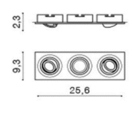 Caro 3 Square podhledové svítidlo 3x GU10 50W bez zdroje 25,6cm hranaté IP20, bílé 3
