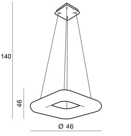 Donut závěsné svítidlo LED 80W 6800lm 2700-6000K 46cm hranaté IP20, chrom/bílá + ovladač 3