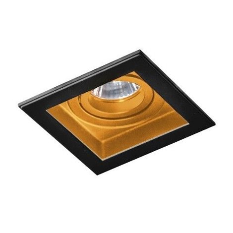 Minorka podhledové svítidlo 1x GU10 50W bez zdroje 10,6cm hranaté IP20, černá/zlatá 1