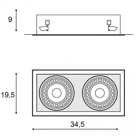 Nova 2 podhledové svítidlo 2x GU10 40W bez zdroje 34,5cm hranaté IP20, bílé/černé 3