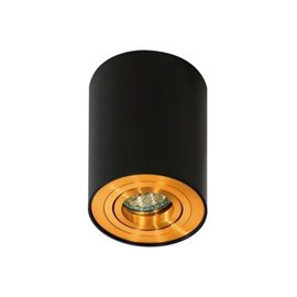 Bross 1 přisazené bodové svítidlo 1x GU10 50W bez zdroje 9,6cm kulaté IP20, černá/zlatá
