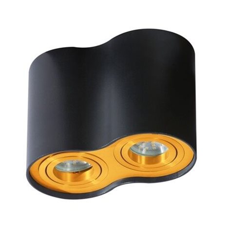 Bross 2 přisazené bodové svítidlo 2x GU10 50W bez zdroje 18cm kulaté IP20, černá/zlatá