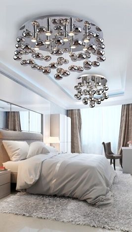 Luvia stropní svítidlo 6x GU10 40W bez zdroje 50cm kulaté IP20, zlatá/křišťál 5