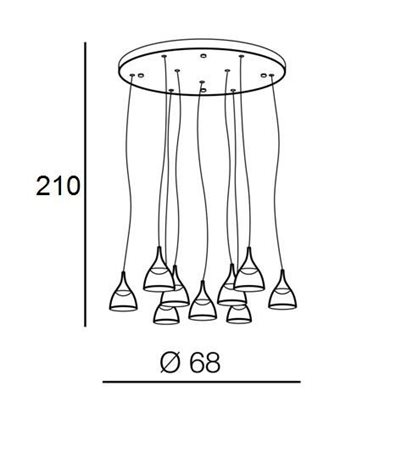 Dalmatia 9 závěsné svítidlo 45W 3880lm 68cm 3000K stmívatelné IP20, bílé 4