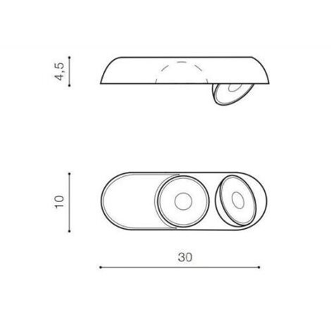 TORONTO 2 podhledové svítidlo LED 20W 1050lm 3000K 30cm oválné IP20, černé 5