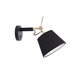 ZYTA nástěnné svítidlo s vypínačem 1x E27 60W bez zdroje 20cm IP20, černá/zlatá