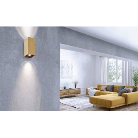 VELIA nástěnné bodové svítidlo 2x GU10 50W bez zdroje 15,5cm hranaté IP20, mosazné 3