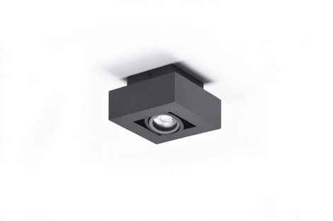 NIKEA 1 přisazené bodové svítidlo 1x GU10 50W bez zdroje 14cm hranaté IP20, černé 1