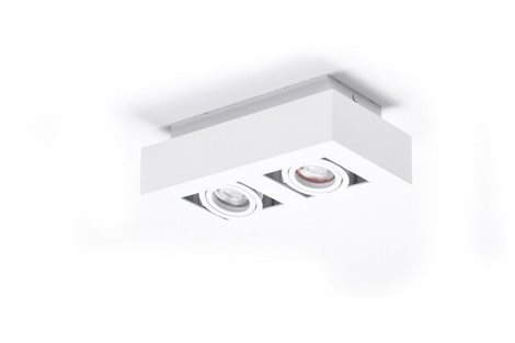 NIKEA 2 přisazené bodové svítidlo 2x GU10 50W bez zdroje 25cm hranaté IP20, bílé
