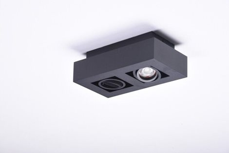 NIKEA 2 přisazené bodové svítidlo 2x GU10 50W bez zdroje 25cm hranaté IP20, černé 2