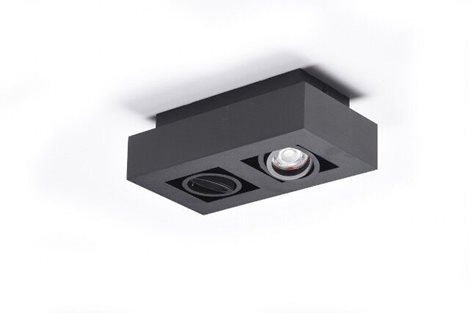 NIKEA 2 přisazené bodové svítidlo 2x GU10 50W bez zdroje 25cm hranaté IP20, černé 1