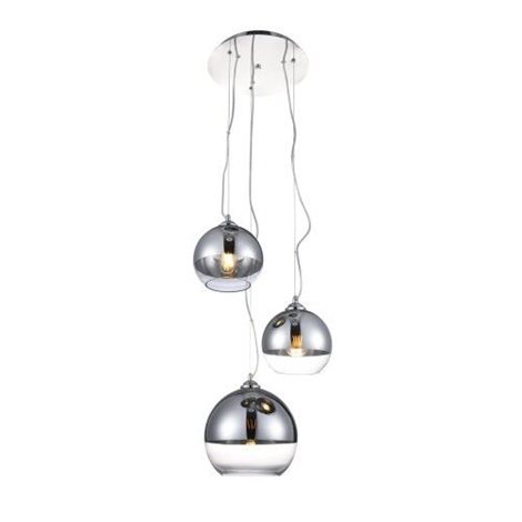 SILVER BALL 3 závěsné svítidlo 3x E27 60W bez zdroje 40cm IP20, chrom/čiré sklo 2