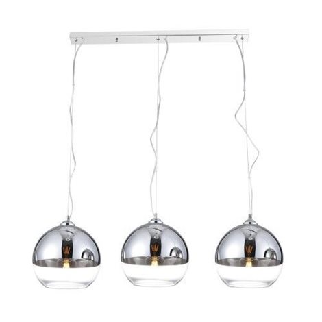 SILVER BALL 3 závěsné svítidlo 3x E27 60W bez zdroje 95cm IP20, chrom/čiré sklo