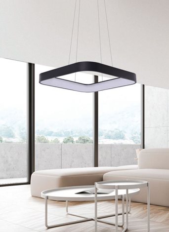 Solvent S SMART závěsné svítidlo LED 42W 3280lm 3000-6000K 60cm hranaté IP20, šedé + ovladač 5