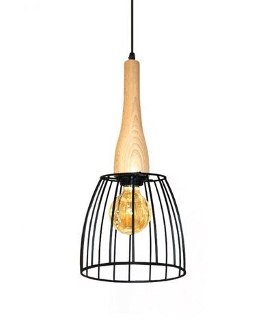 Terata 1 závěsné svítidlo 1x E27 60W bez zdroje 20cm IP20, černé/světlé dřevo 1