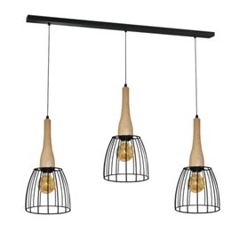 Terata 3 závěsné svítidlo 3x E27 60W bez zdroje 70cm IP20, černé/světlé dřevo