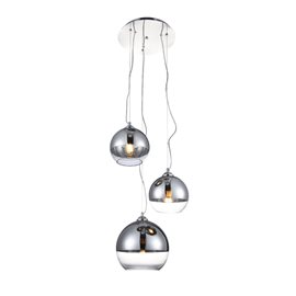 SILVER BALL 3 závěsné svítidlo 3x E27 60W bez zdroje 40cm IP20, chrom/čiré sklo