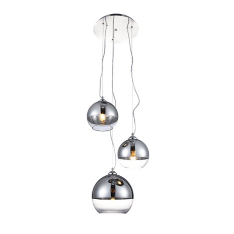 SILVER BALL 3 závěsné svítidlo 3x E27 60W bez zdroje 40cm IP20, chrom/čiré sklo 1