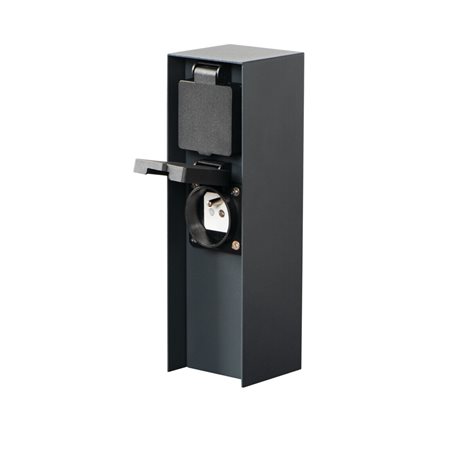 DASTO 2SOC FR B venkovní sloupek se zásuvkami 2x 230V, 16A, typ E, IP44, 23cm, černý 1