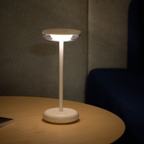 FLUXY LED IP44 W Stolní lampa, max.140lm, 3000K, IP44, bez 5V DC zdroje, bílá 12
