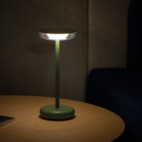 FLUXY LED IP44 GN Stolní lampa, max.140lm, 3000K, IP44, bez 5V DC zdroje, zelená 12