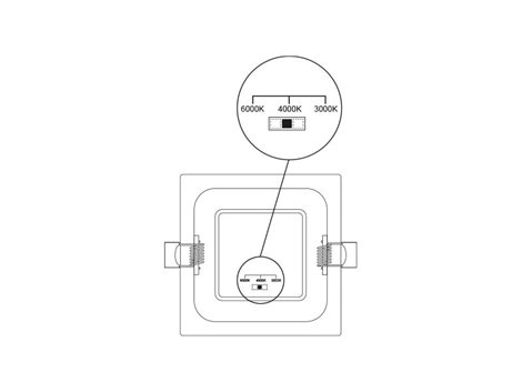 PN22400005 LED DOWNLIGHT vestavné svít.hranaté 6W,540lm,3000-6000K,IP44,bílá,11,5x 11,5cm 3