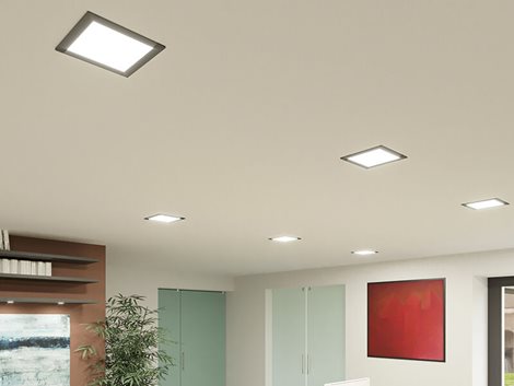 PN22400016 LED DOWNLIGHT vestavné svít.hranaté 24W,2160lm,3000-6000K,IP44,černá,22x 22cm 2