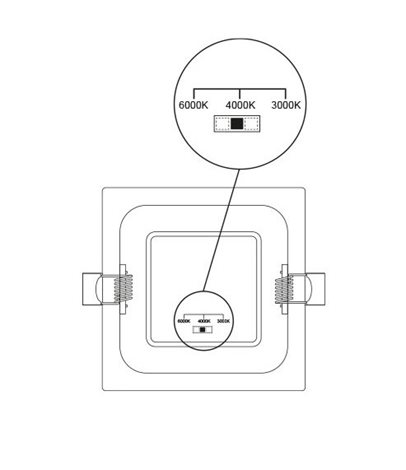 PN22400008 LED DOWNLIGHT vestavné svít.hranaté 24W,2160lm,3000-6000K,IP44,bílá,22x 22cm 5