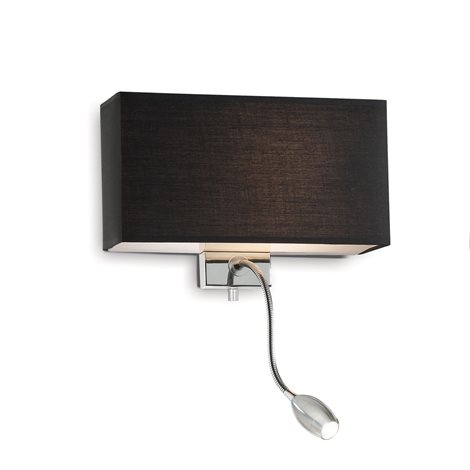 HOTEL AP2 nástěnné svítidlo 1xLED 1W 55lm 3000K + 1xE27 60W bez zdroje 32cm IP20, černo-chromové 1