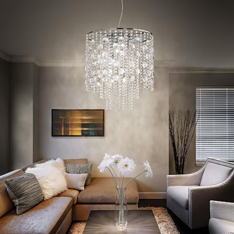 EVASIONE SP8 závěsné svítidlo 8x G9 LED 3W 370lm 3000K 41cm IP20, chromové 2