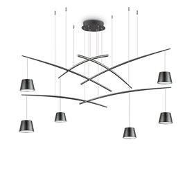 FISH SP6 závěsné LED svítidlo 37W 2800lm 3000K 160cm IP20, černé