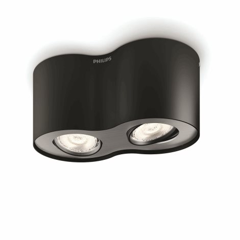 53302/30/16 Stropní bodové LED svítidlo Philips Phase 2x4,5W 1000lm 2700K, černé 1