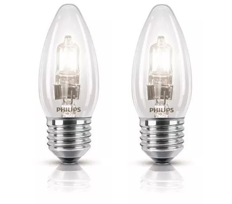 Halogenová žárovka Philips EcoClassic E27 42W B35 2800K set 2ks 1
