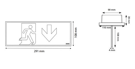 NEXI-PICTO-D jednostranný piktogram dolů DOWN ISO7010 pro nouzové LED svítidlo NexiTech 20m 2