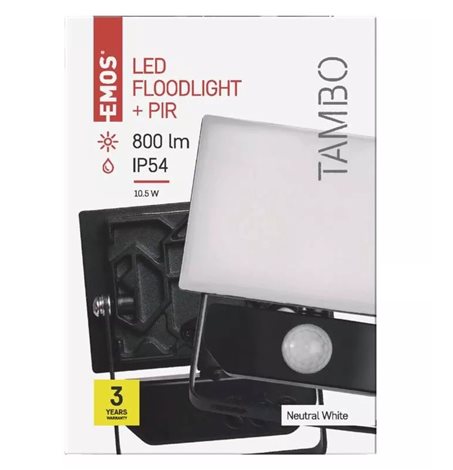 LED Reflektor TAMBO PIR ZS2911 10,5x6,4x14,3cm 10W 800lm 4000K IP54 8